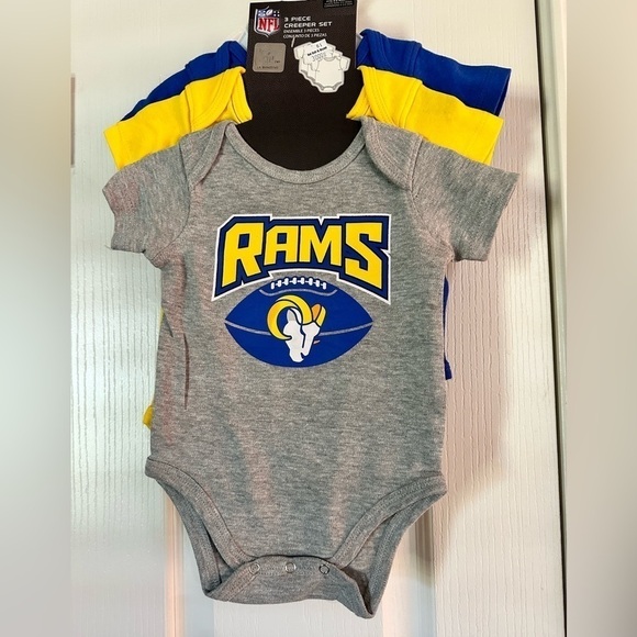 Nfl Los Angeles Rams Infant 3-Pack Game On Bodysuit Set Royal Gold Gray licensed - Picture 1 of 14